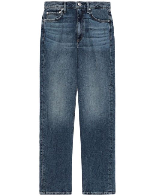 Rag & Bone Blue Harlow Mid-rise Straight-leg Jeans