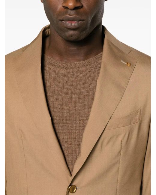 Tagliatore Brown Brooch-Detail Single-Breasted Blazer for men