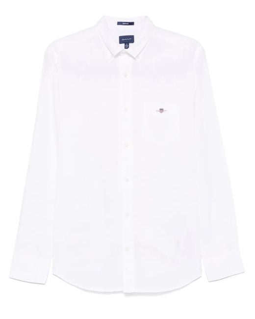 Gant White Logo-Embroidered Shirt for men
