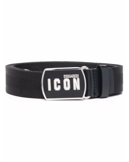 DSquared² Black Logo-patch Buckle Belt for men