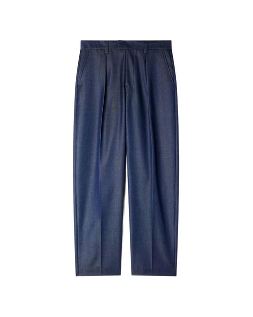 Sandro Blue Pleated Loose Fit Trousers for men