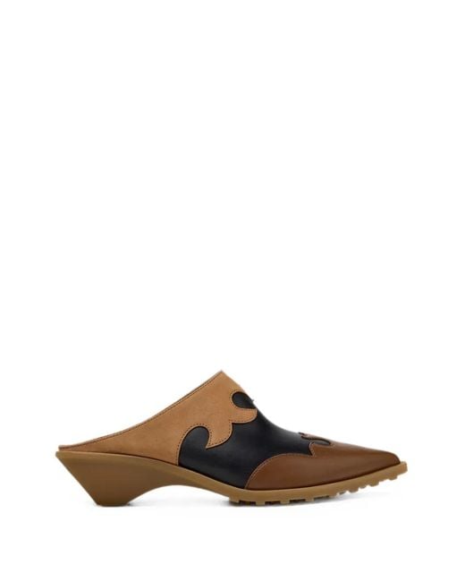 Camper Brown Anita Panelled Leather Mules