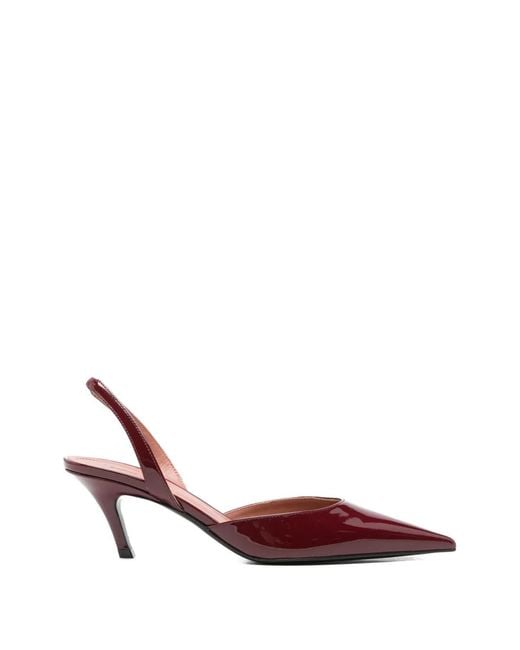 AMINA MUADDI Red Pointed-Toe Slingback Pumps