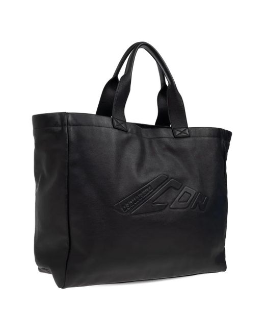 DSquared² Black Icon Logo-Embossed Tote Bag for men