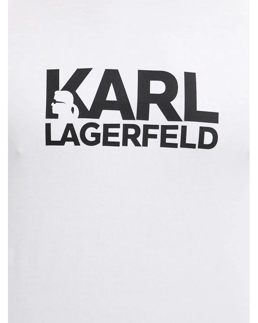 Karl Lagerfeld White Logo-Print T-Shirt for men