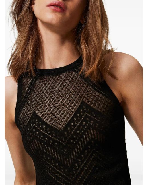 Twinset Black Mesh Tank Top