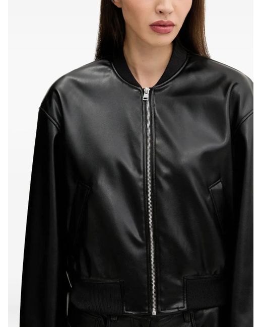 HUGO Black Zip-Front Ribbed-Cuff Jacket