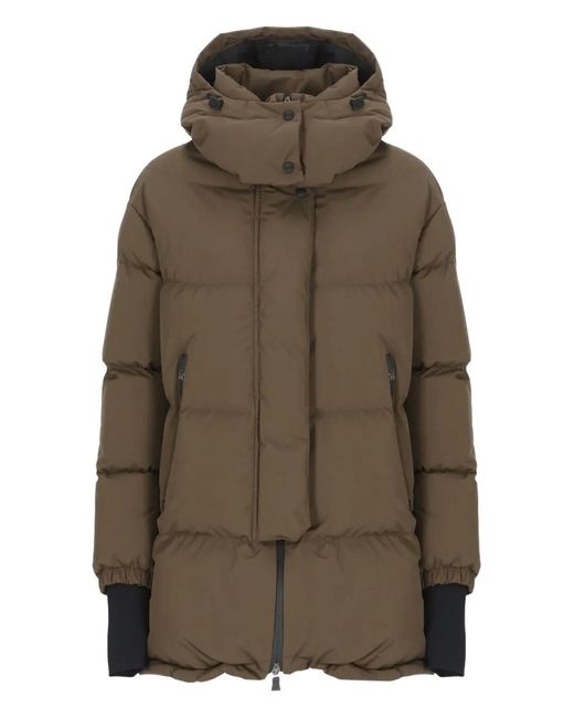 Herno Brown Quilted Hooded Puffer Jacket