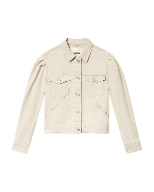 Isabel Marant Natural Bolineav Puffed-Sleeve Pocket Jacket
