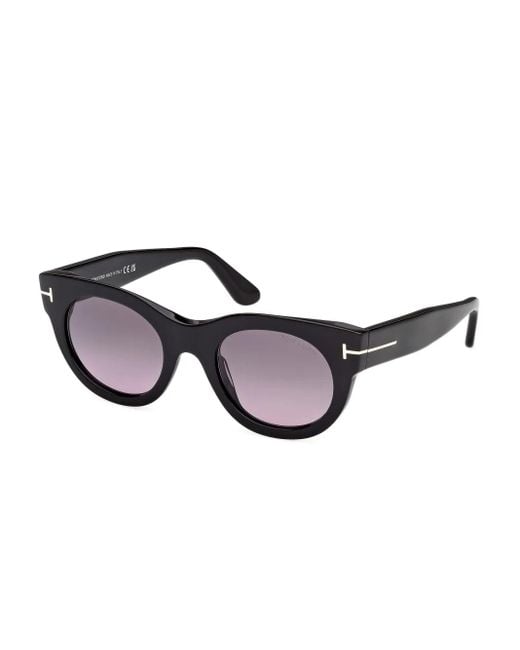 Tom Ford Black Round-Frame Sunglasses