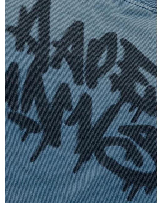Aape By A Bathing Ape Blue Denim-Patch Graffiti-Print Sweater for men