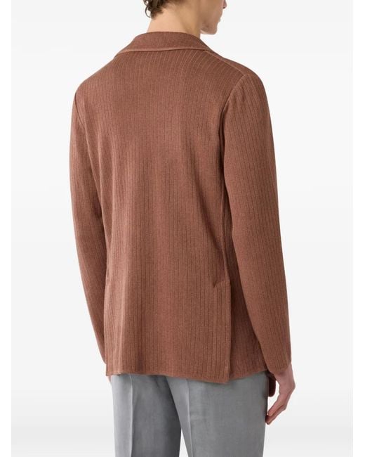 Lardini Brown Single-Breasted Ribbed Blazer for men