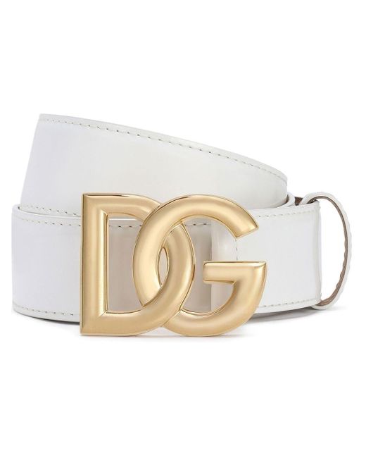 Ceinture en cuir à boucle logo DG Dolce & Gabbana en coloris Blanc | Lyst