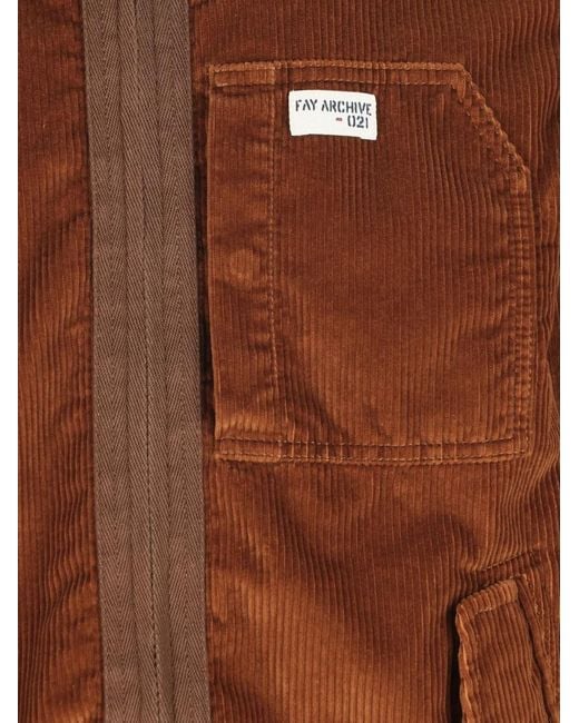 Fay Brown High-Collar Corduroy Jacket for men