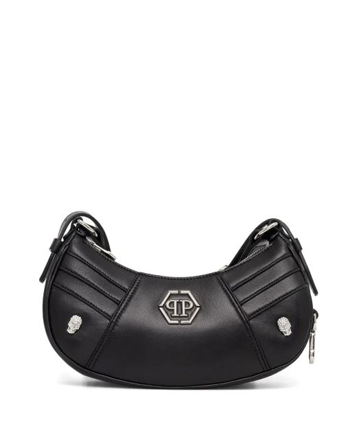 Philipp Plein Black Rhinestone-Appliqué Shoulder Bag