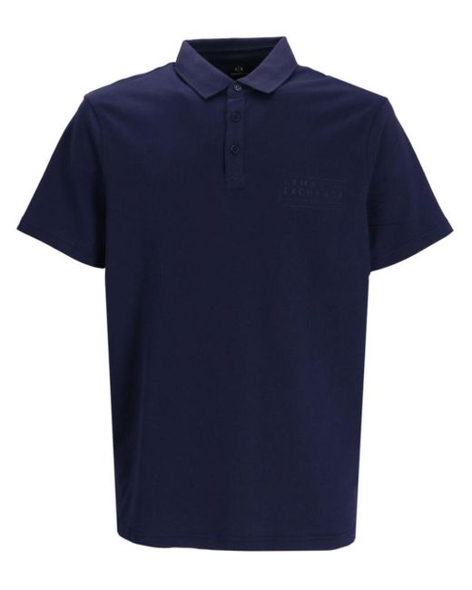 Armani Exchange Poloshirt mit Logo-Print in Blue für Herren