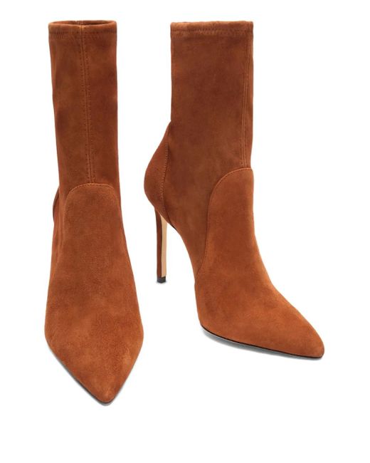 Stuart Weitzman Brown 100Mm Pointed-Toe Sock Boots