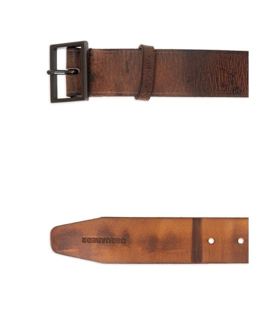DSquared² Brown Distressed Leather Belt for men