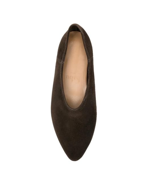 babú Milano Brown Pointed-Toe Ballet Flats