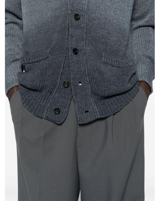 Roberto Collina Blue V-neck Chunky-knit Cardigan for men