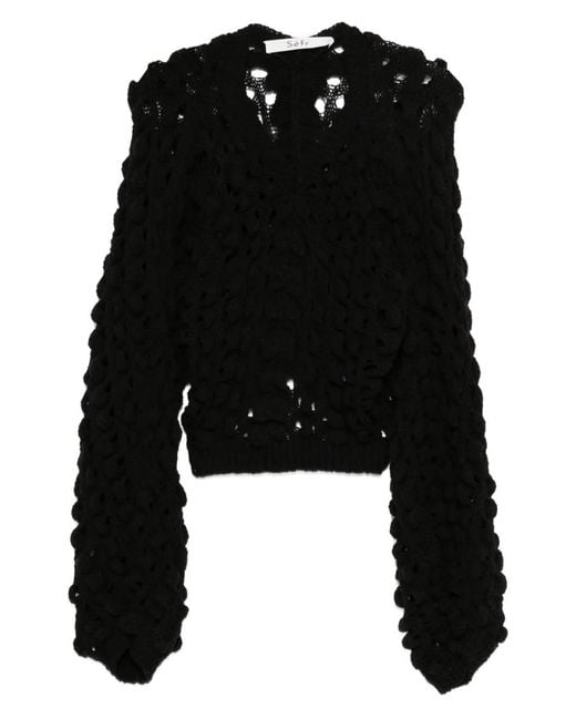 Séfr Black Luna Open-Knit Sweater