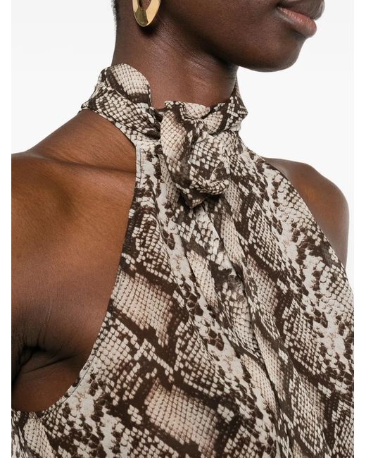 Nili Lotan Natural Snake-Pattern Halter-Neck Top