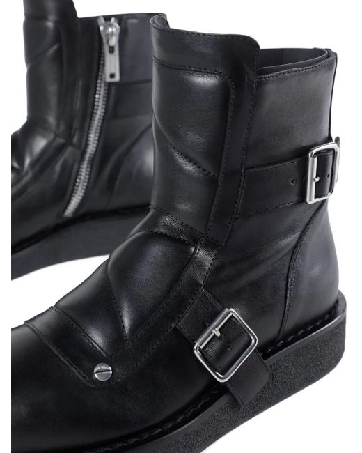 Ann Demeulemeester Black Sune Buckle-Detail Biker Boots for men