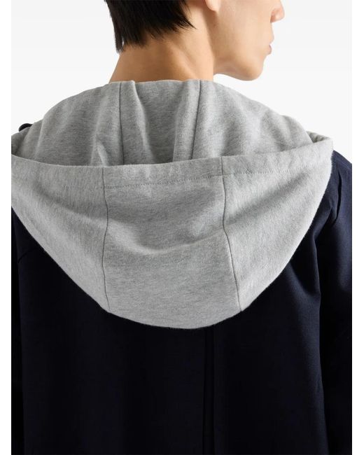Prada Blue Front-Pocket Hooded Jacket for men