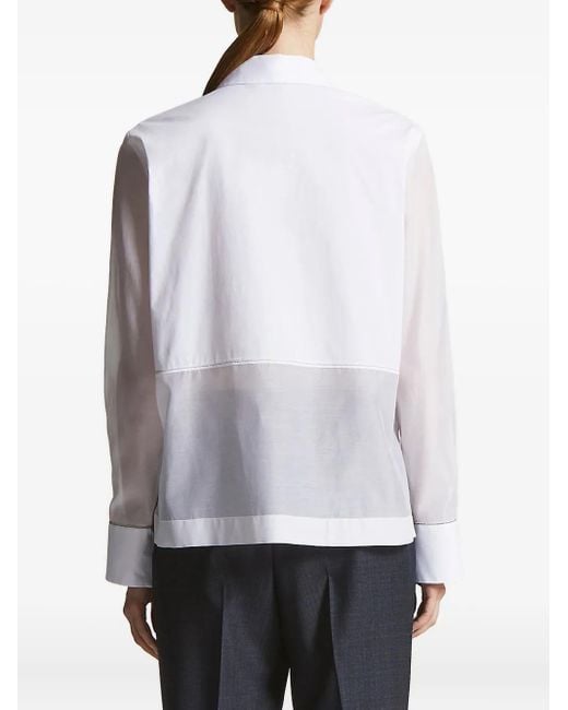 Peserico White Sheer-Panel Collared Shirt