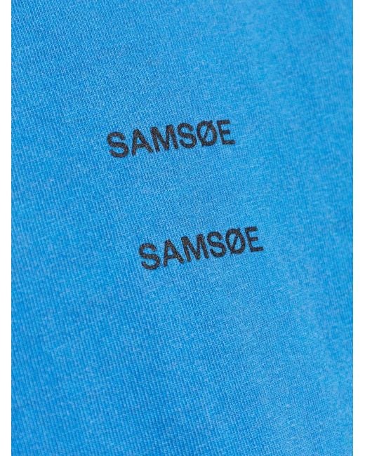 Samsøe & Samsøe Blue Logo-Print T-Shirt for men