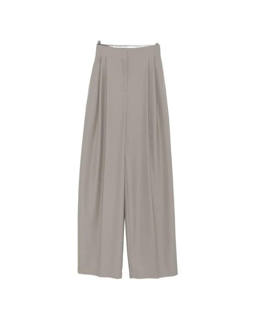 Mugler Gray Pleated Wide-Leg Trousers
