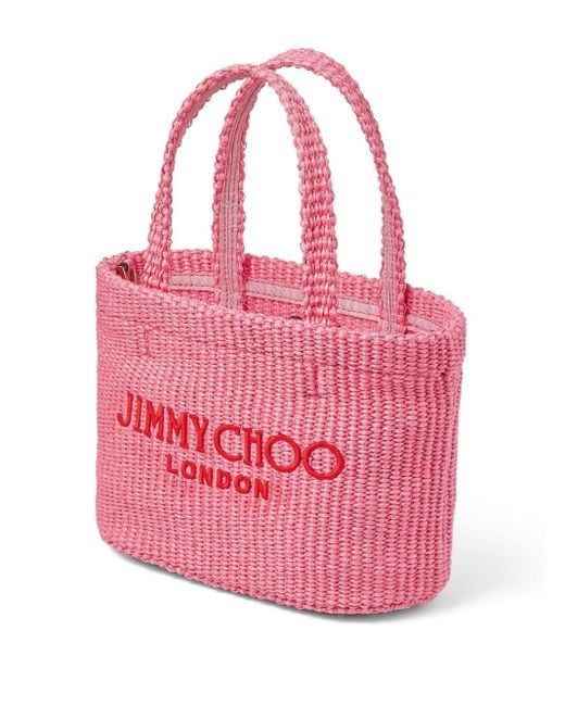 Jimmy Choo Pink Mini Strandtasche mit Logo-Stickerei