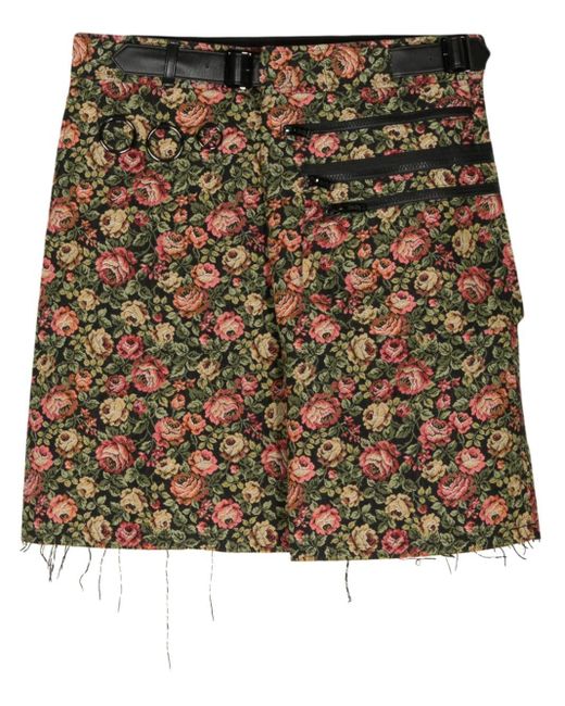 Undercover Black Floral-jacquard Shorts for men