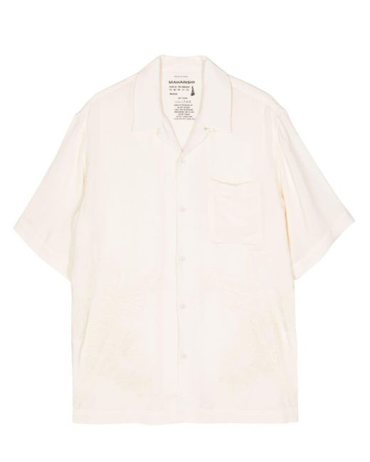 Maharishi White Camp-collar Short-sleeve Shirt for men