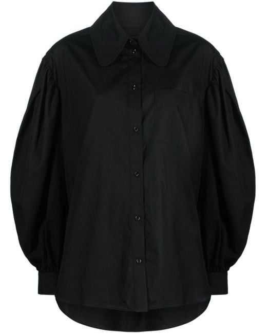 Simone Rocha Puff-sleeve Cotton Shirt in Black | Lyst Canada