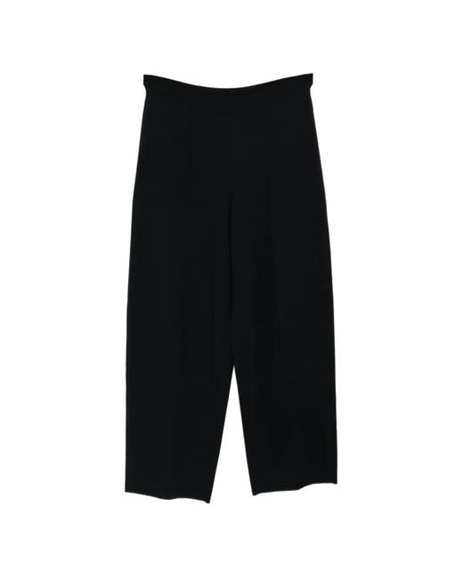 N.Peal Cashmere Black Barrel Leg Knitted Trousers