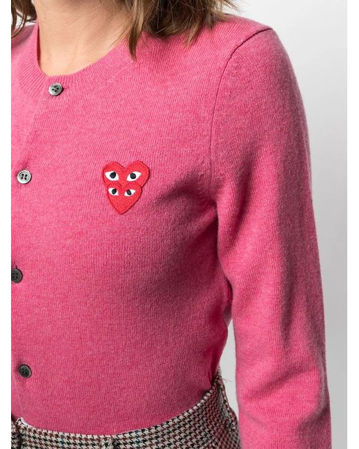 COMME DES GARÇONS PLAY Pink Overlapping Heart Wool Cardigan