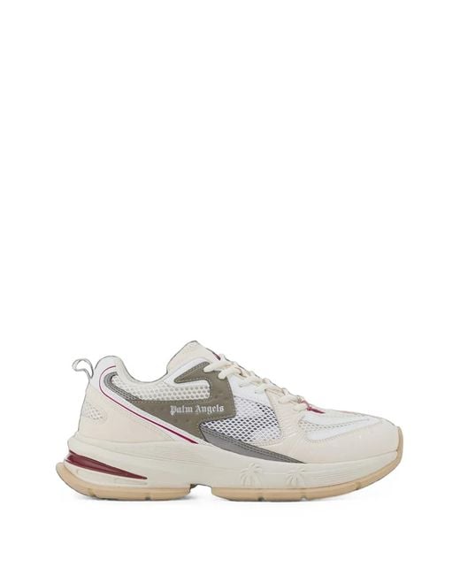 Palm Angels White Mesh-Panelled Leather Sneakers for men