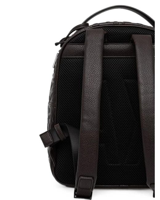 ARMANI EXCHANGE Black Logo-Embossed Backpack