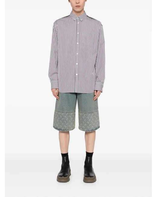 we11done Gray Striped Button-Down Shirt for men