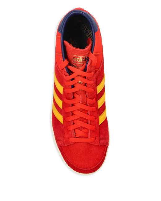 Adidas Red Jabbar Stripes High-Top Trainers