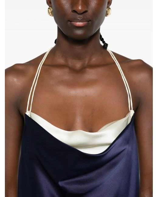 TOVE Blue Joss Cowl-Neck Midi Dress