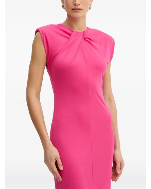 Fracomina Pink Twisted-Neckline Sleeveless Midi Dress