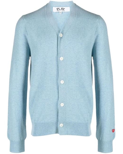 COMME DES GARÇONS PLAY Blue V-Neck Buttoned Cardigan for men