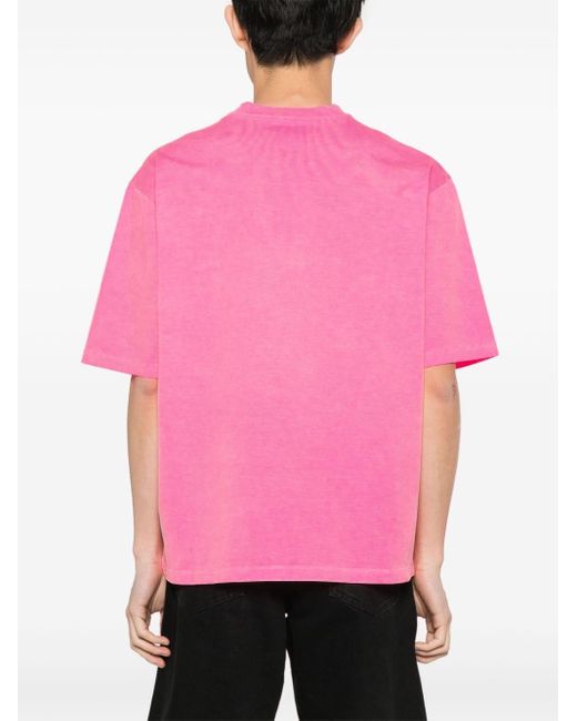 DSquared² Pink Logo-tape Cotton T-shirt for men