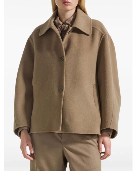 Seventy Brown Button-Fastening Spread-Collar Coat