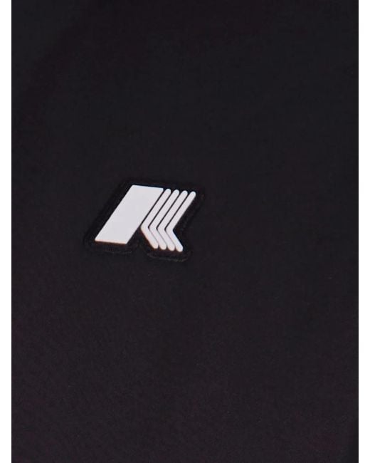 K-Way Blue Sophie Hooded Logo-Patch Jacket