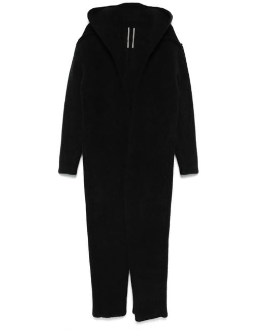 Rick Owens Black Robe Hooded Cardi-Coat