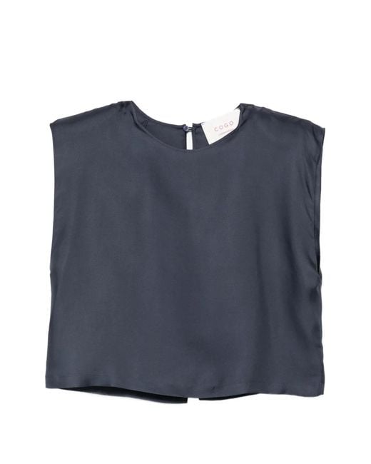 Co.Go Blue Blouse À Épaules Structurées