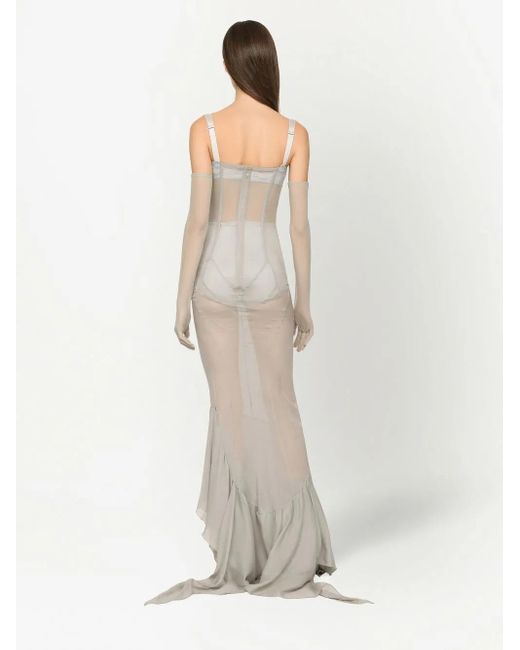 Dolce & Gabbana White Kim Dolce&Gabbana Silk Semi-Sheer Maxi Dress